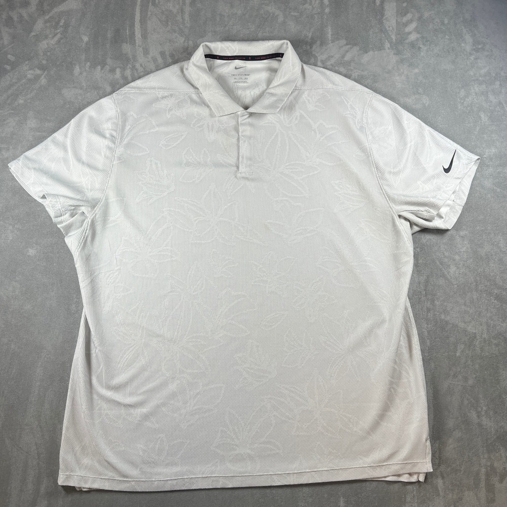 Nike Tiger Woods Collection Dri-FIT ADV Golf Polo Shirt Mens XXL White Floral